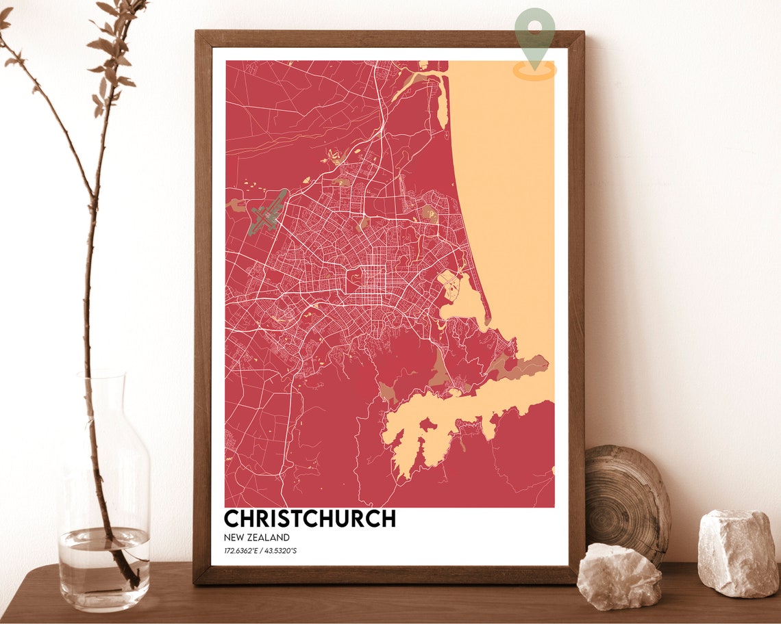 Christchurch New Zealand Christchurch Map Christchurch Map Print Christchurch Gift Christchurch Wall Art Christchurch Travel Poster - Image 3