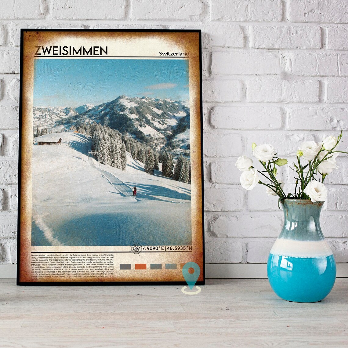 Zweisimmen Switzerland Alpine Winter Ski Slopes Snow Travel Poster - Image 4