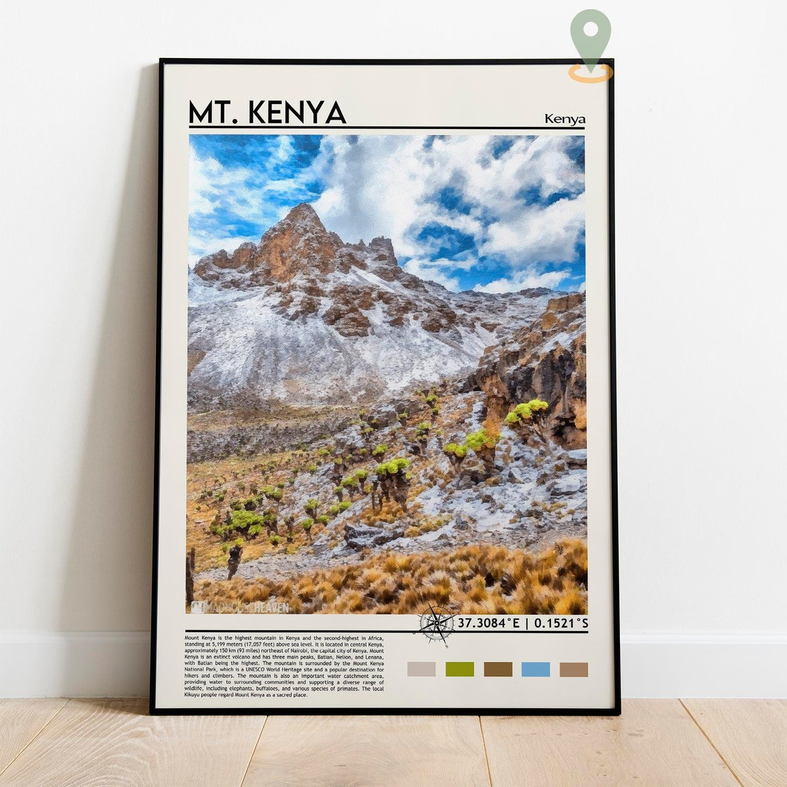 Mount Kenya Kenya Snow Capped Peak National Park Travel Poster - Image 2