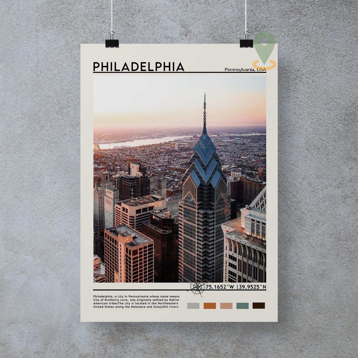 Philadelphia Travel Poster Philadelphia Print Philadelphia Wall Art Philadelphia Vintage Poster Philadelphia Photo Pennsylvania Print - Image 4