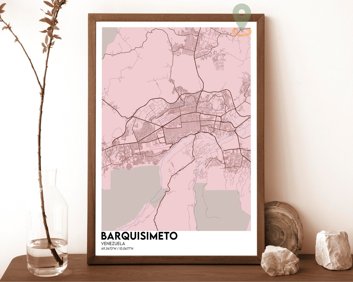 Barquisimeto Venezuela Vintage Sepia Antique City Map Poster - Image 3