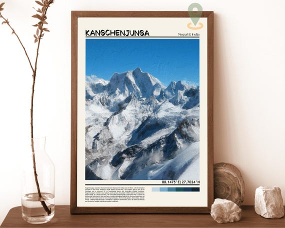 Kangchenjunga Print Kangchenjunga Poster Kangchenjunga Wall Art Kangchenjunga Art Print Kangchenjunga Photo Mountain Climbing Gifts
