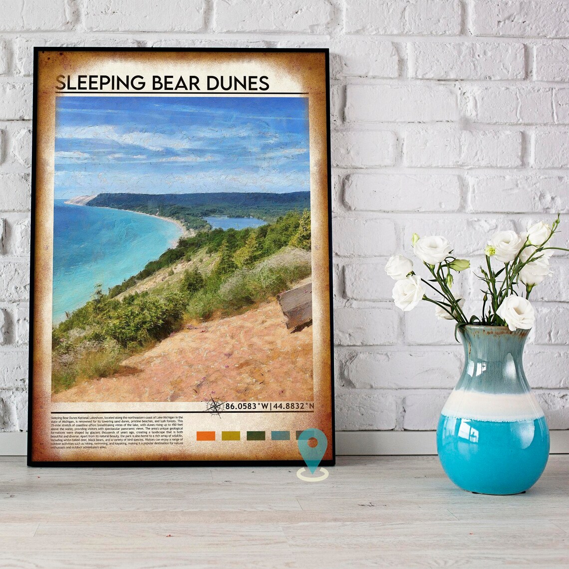 Sleeping Bear Dunes Michigan Lake Michigan Dunes Travel Poster - Image 4