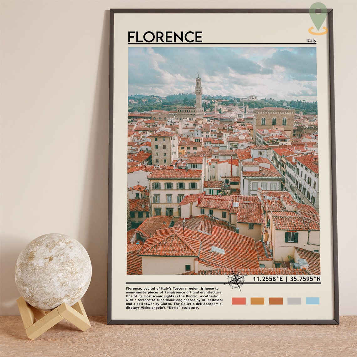 Florence Italy Red Rooftops Terracotta Panorama Vintage Travel Poster - Image 6