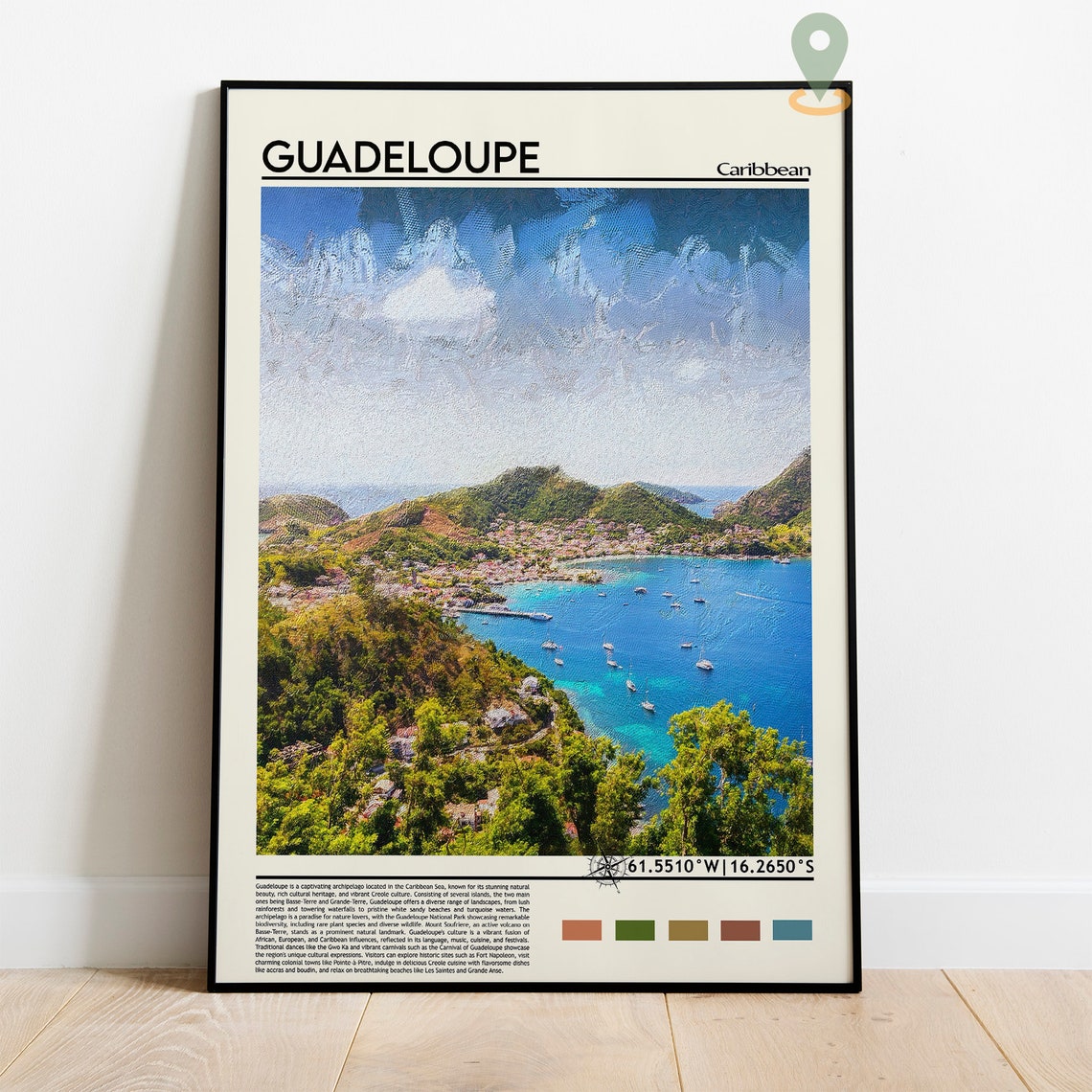 Guadeloupe Caribbean Island Bay Sailboats Coast Coordinate Poster - Image 5