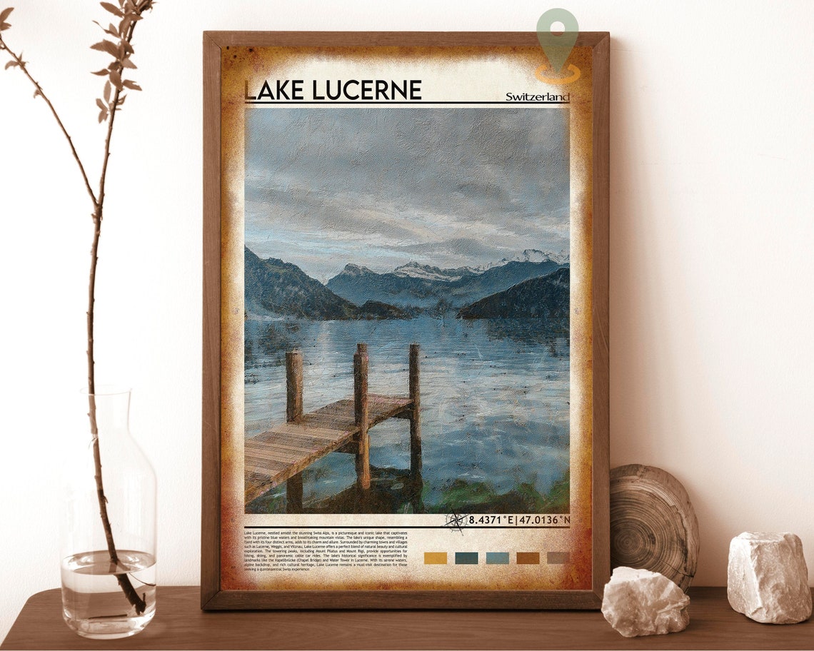 Lake Lucerne Print Lake Lucerne Poster Lake Lucerne Wall Art Lake Lucerne Travel Print Lake Lucerne Artwork Switzerland Travel Print - Image 6