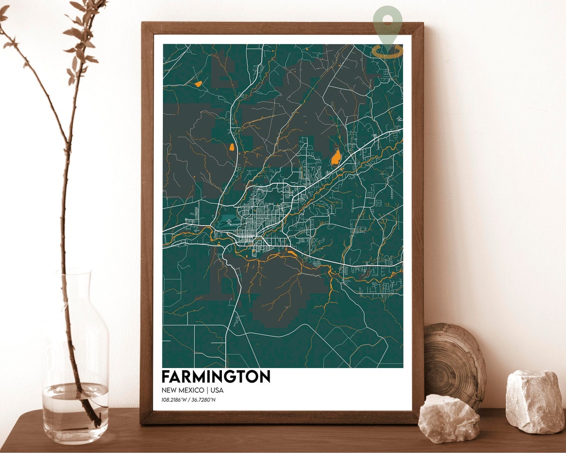 Farmington Map Farmington Map Print Farmington Personalized Map Farmington Wall Art Farmington Travel Poster Farmington City New Mexico - Image 5