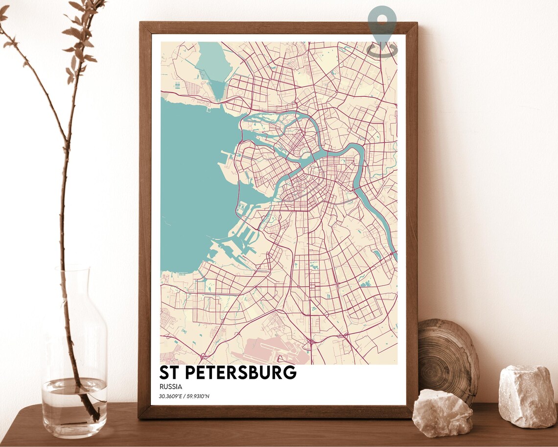 Saint Petersburg Russia Navy Yellow City Map Home Decor Poster - Image 6
