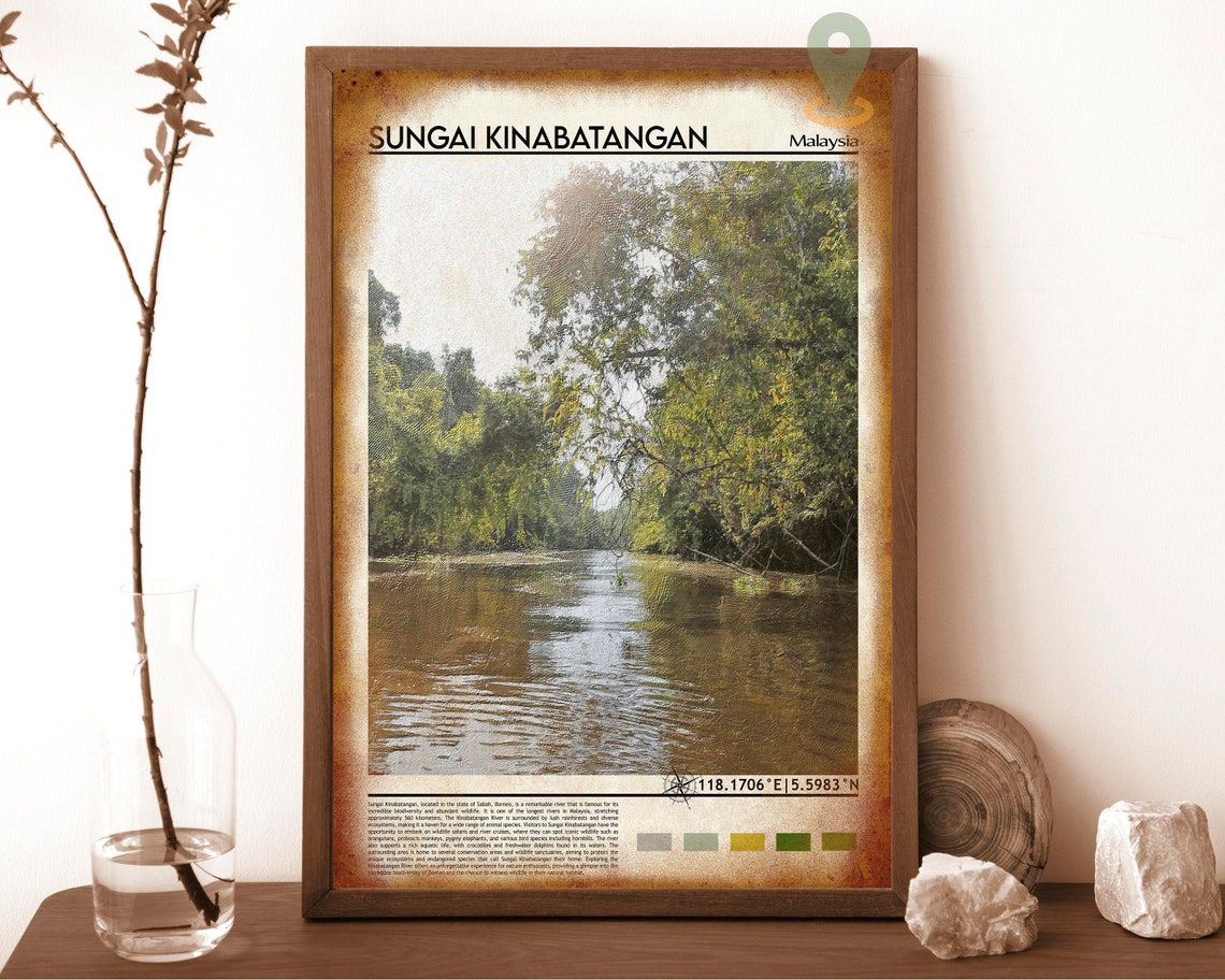Sungai Kinabatangan Malaysia Borneo Rainforest River Scene Poster - Image 6