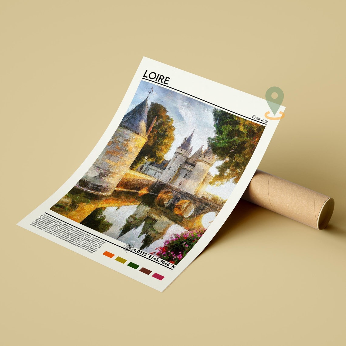 Loire France Fairytale Chateau Towers Reflection Painterly Art Poster - Image 5