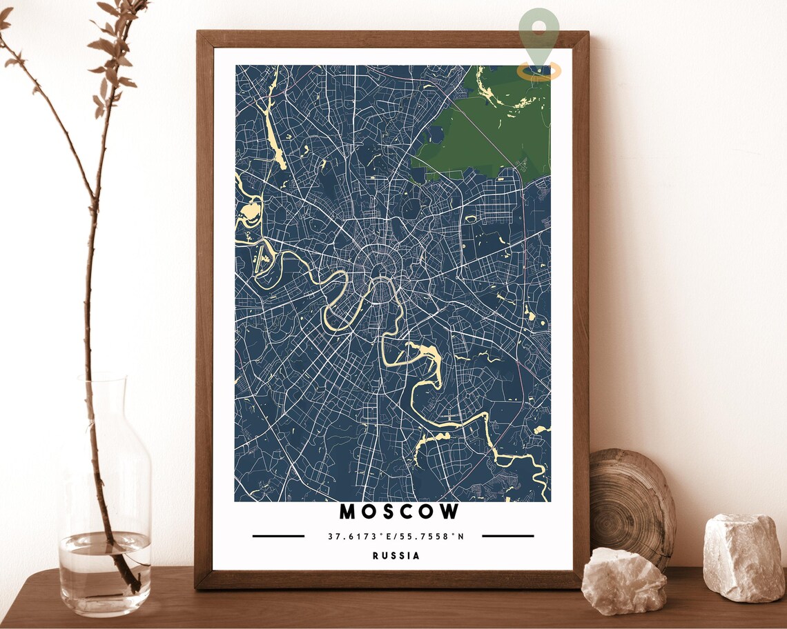 Moscow Russia City Street Map Cream Modern Art Print for Vintage Map Lovers - Image 6