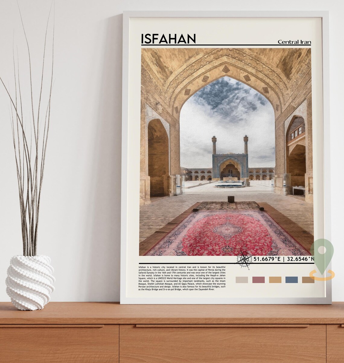 Isfahan Iran Mosque Courtyard Grand Archway Travel Art Poster - Image 5