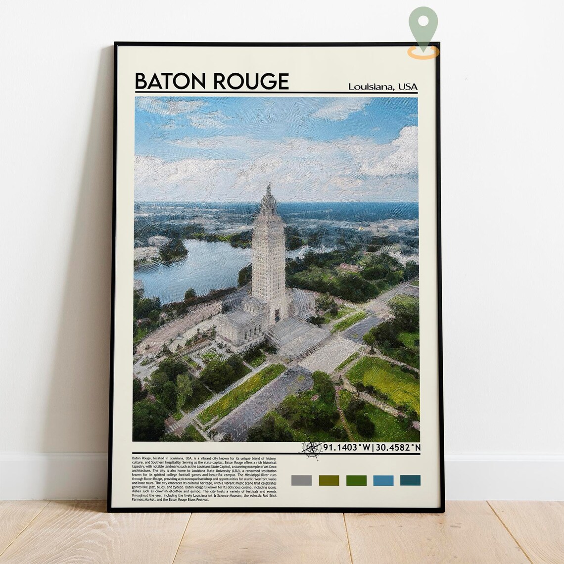 Baton Rouge Louisiana State Capitol Tower Photo Travel Wall Art - Image 2