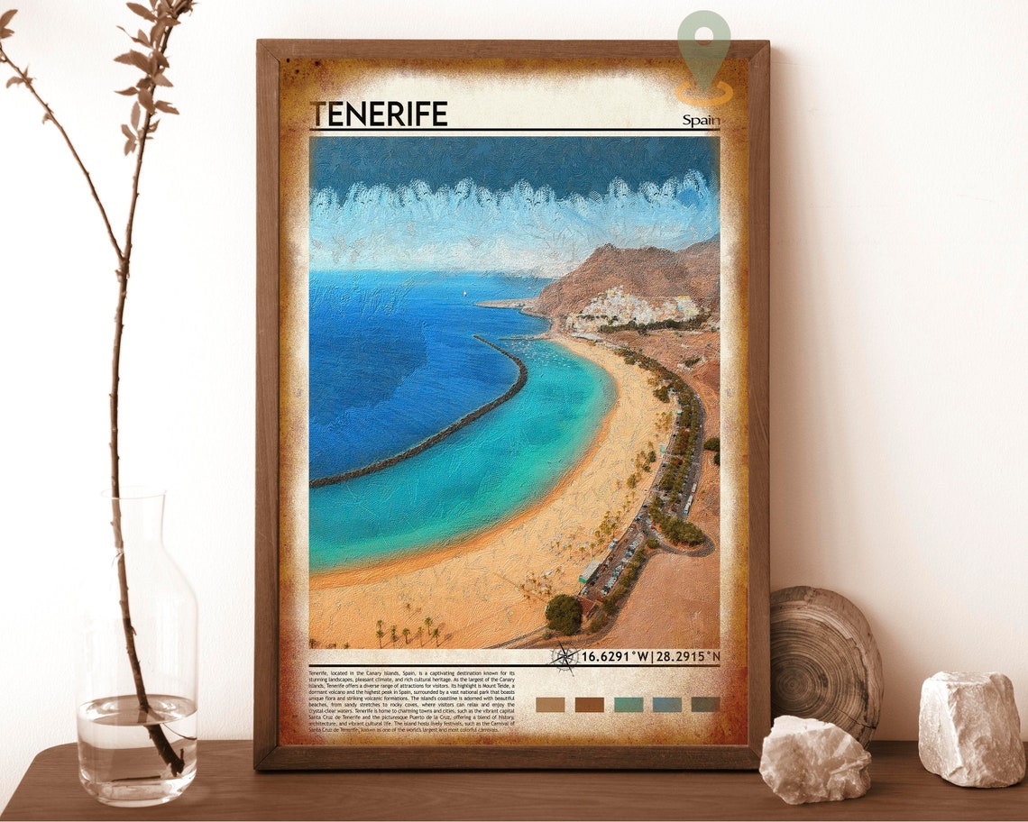 Tenerife Print Tenerife Poster Tenerife Wall Art Tenerife Travel Print Tenerife Art Print Tenerife Artwork Canary Island Print Spain - Image 6