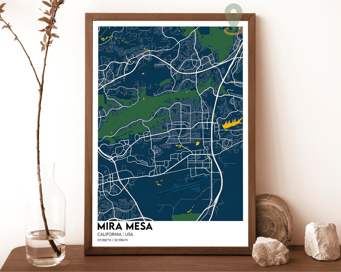 Mira Mesa California Vintage Parchment Street Map Art Poster - Image 2