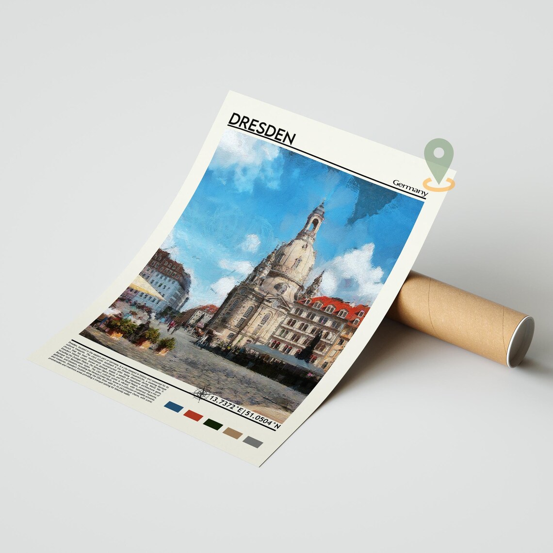 Dresden Germany Frauenkirche Baroque Dome City Square Travel Poster - Image 3