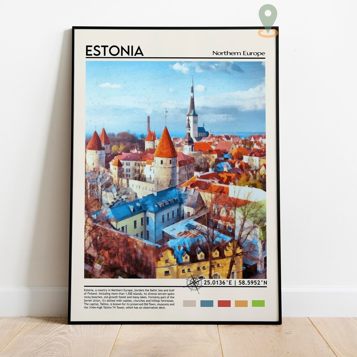 Estonia Northern Europe Tallinn Old Town Rooftops Travel Poster - Image 2