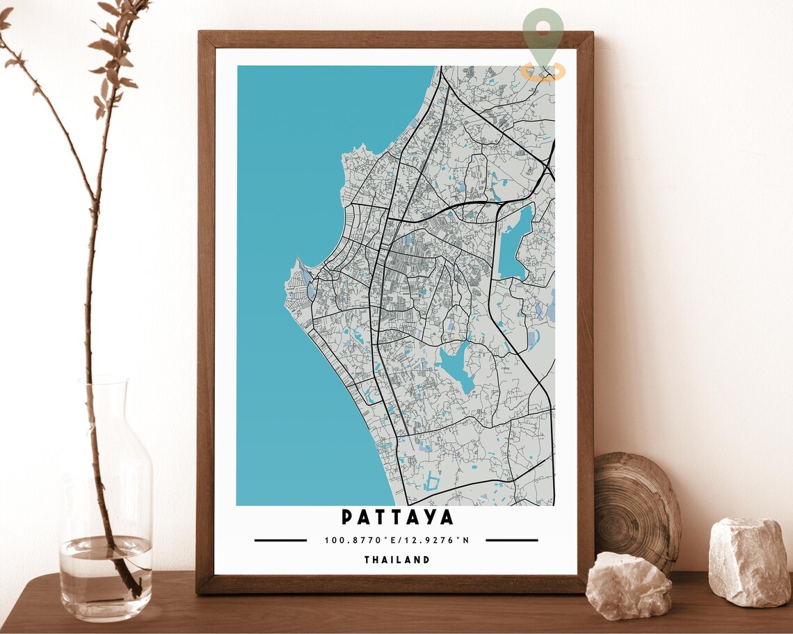 Pattaya Thailand City Street Map Gold Modern Art Print for Bold Graphic Walls - Image 6