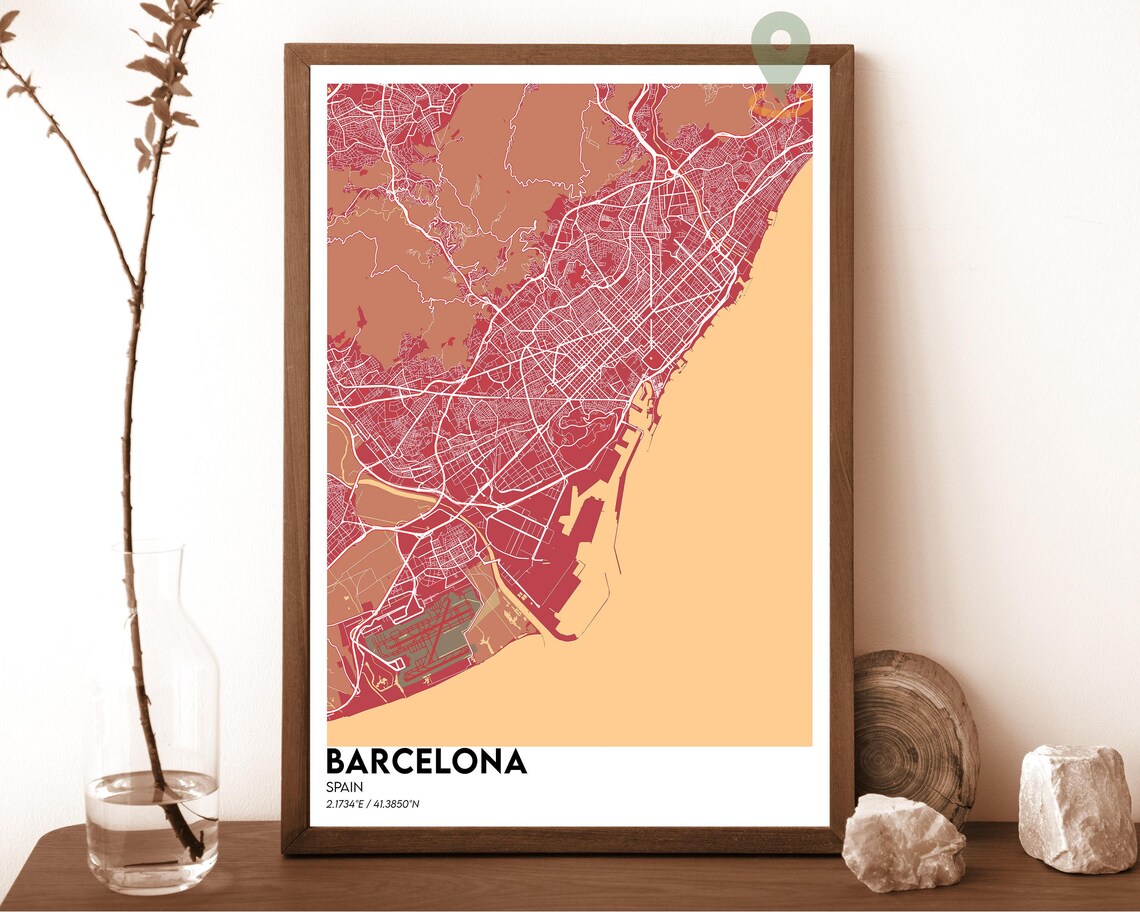 Barcelona Spain Dark Navy City Map Mediterranean Coast Poster - Image 4