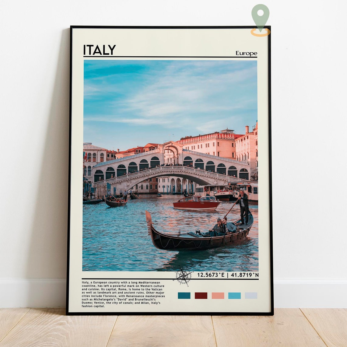 Italy Venice Rialto Bridge Gondola Grand Canal Travel Poster - Image 4