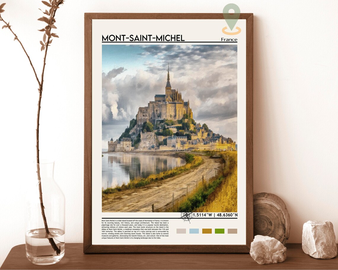 Mont Saint Michel France Tidal Island Abbey Normandy Travel Poster