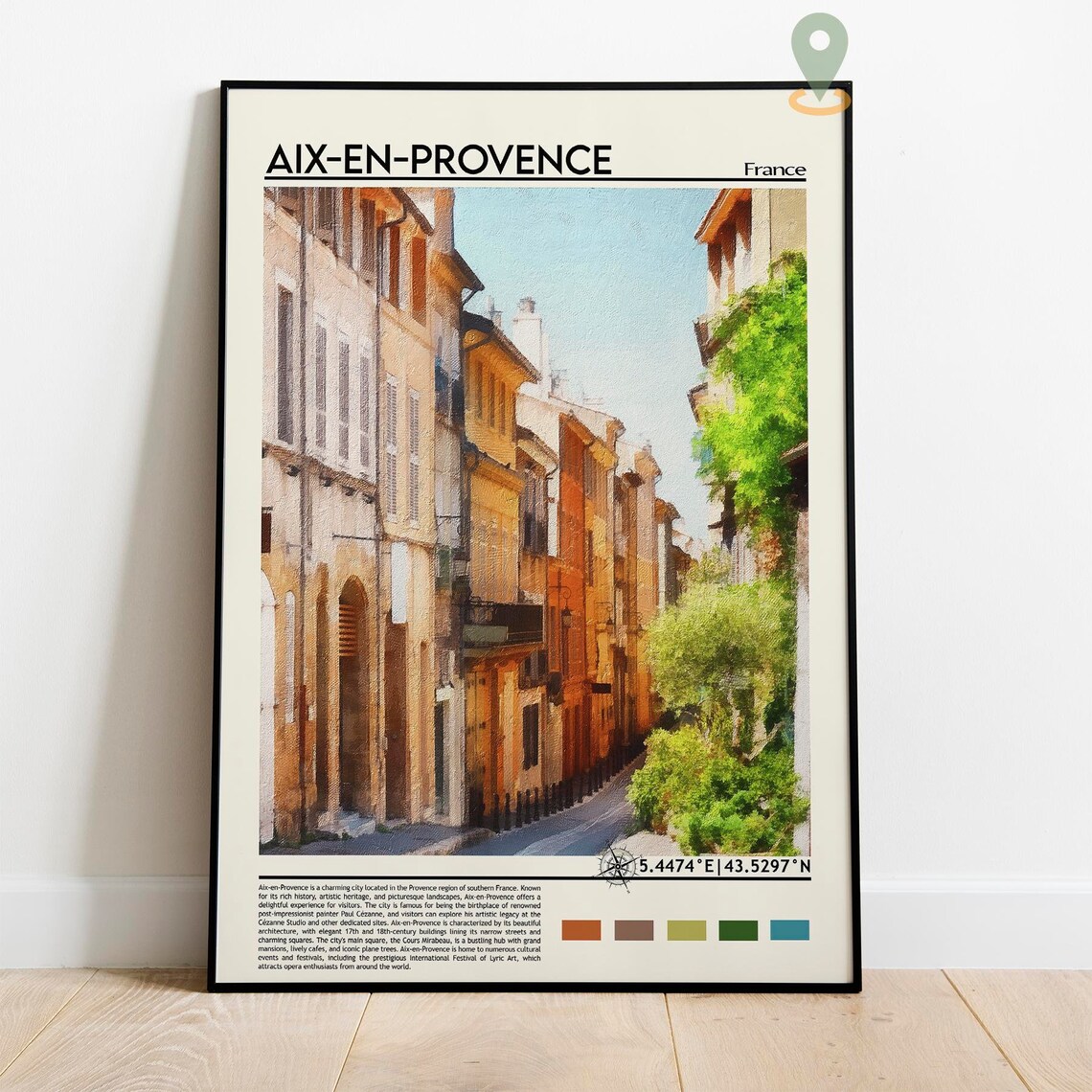 Aix En Provence France Old Town Street Architecture Coordinate Poster - Image 2
