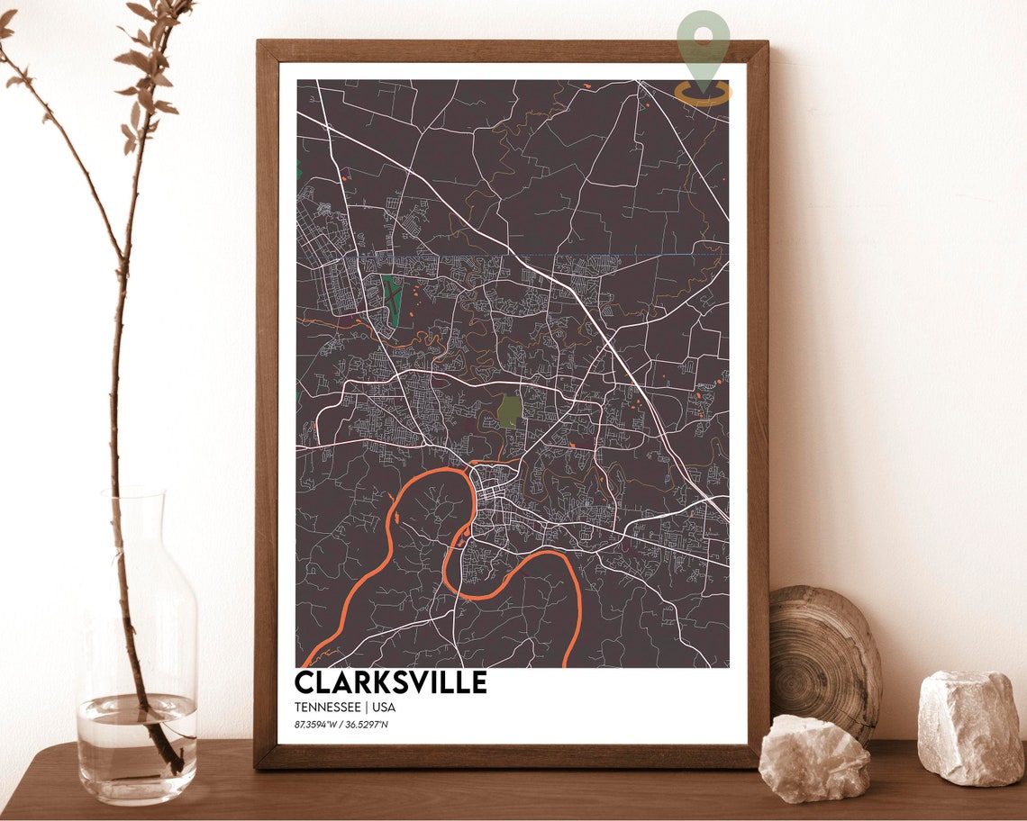 Clarksville Tennessee Clarksville Map Clarksville Map Print Clarksville Gift Clarksville Wall Art Clarksville City Travel Poster - Image 4