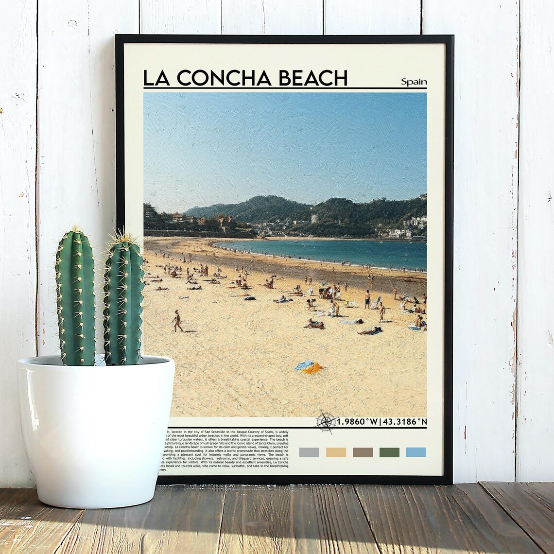 La Concha Beach San Sebastian Spain Golden Shoreline Travel Poster - Image 3