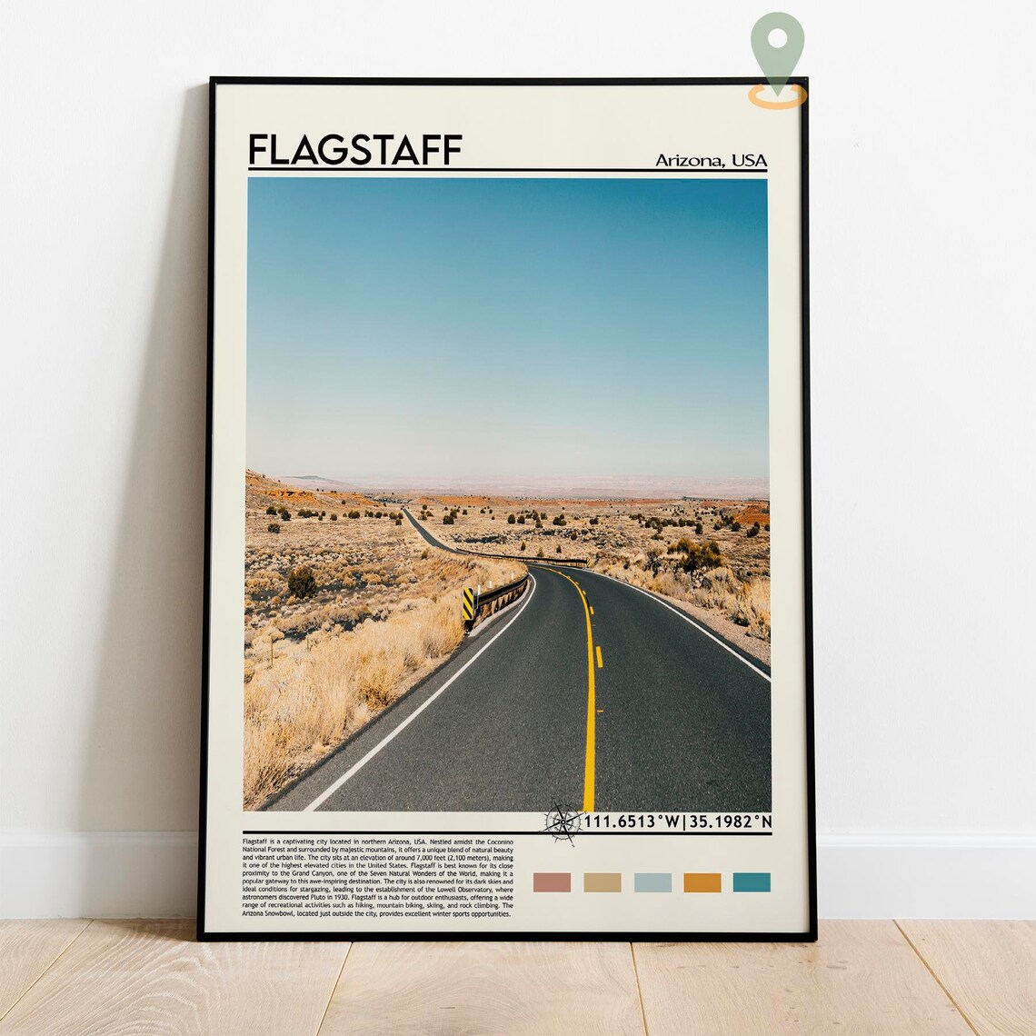 Flagstaff Arizona USA Desert Highway Open Road Vintage Poster - Image 3