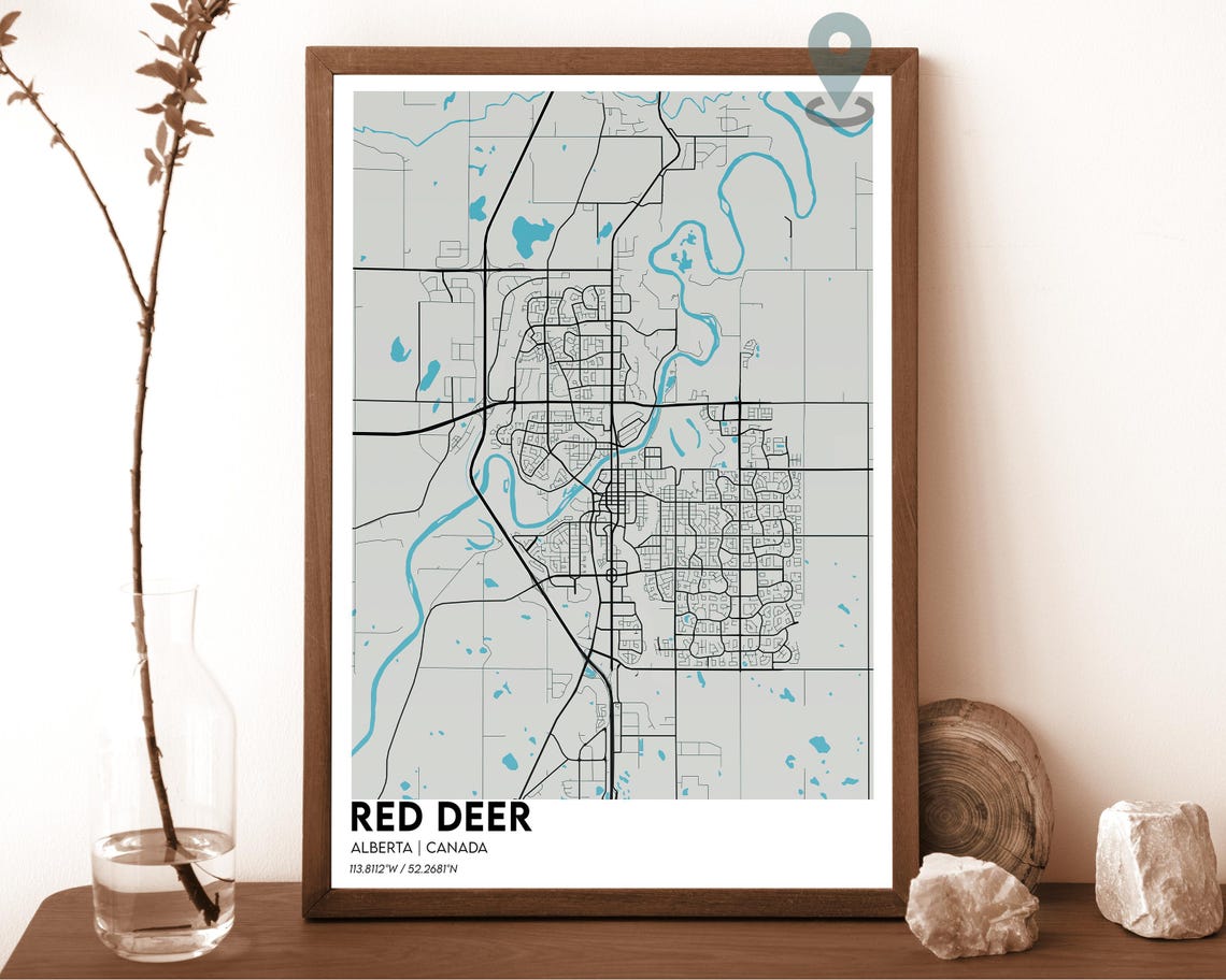 Red Deer Map Red Deer Map Print Red Deer Personalized Map Red Deer City Red Deer Travel Poster Red Deer Poster Red Deer Alberta Map