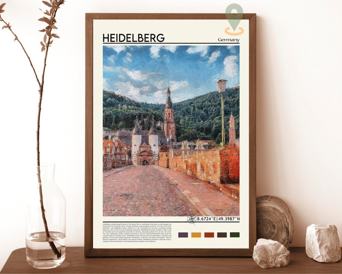 Heidelberg Print Heidelberg Poster Heidelberg Wall Art Heidelberg Travel Print Heidelberg Art Print Heidelberg Artwork Germany Print