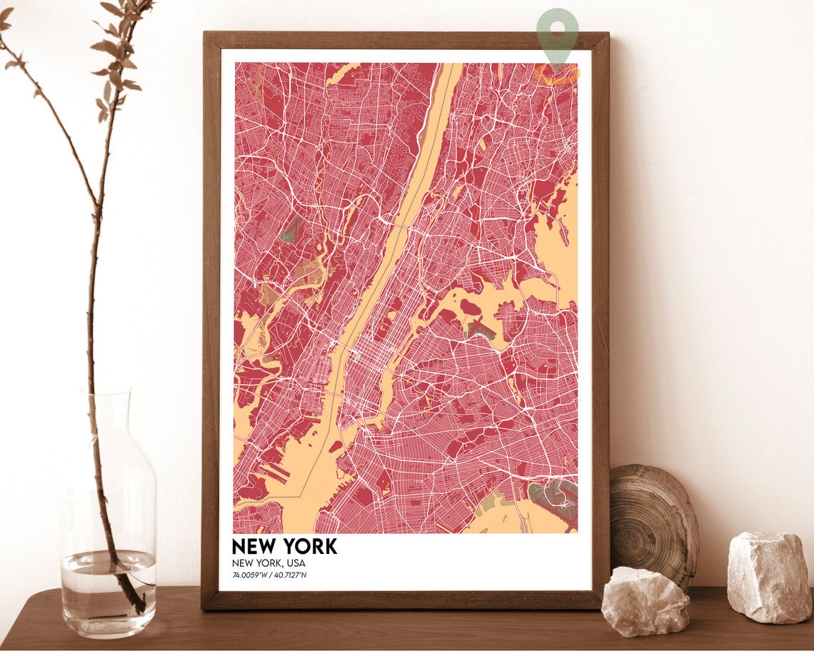 New York Map New York Map Print New York City Map New York Wall Art New York Travel Poster New York Poster New York City Poster - Image 4