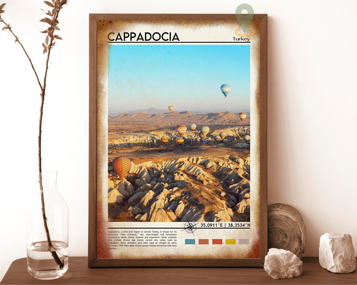 Cappadocia Turkey Hot Air Balloons Rocky Valley Sunrise Poster - Image 6