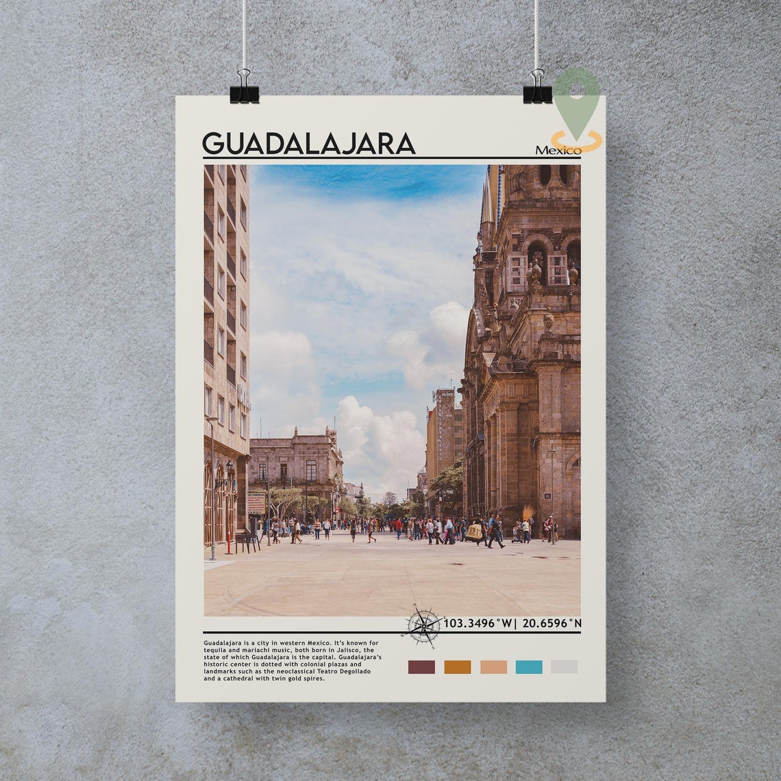 Guadalahara Print Guadalahara Art Guadalahara Poster Guadalahara Photo Guadalahara Poster Print Guadalahara Painting Mexico Travel Art - Image 5
