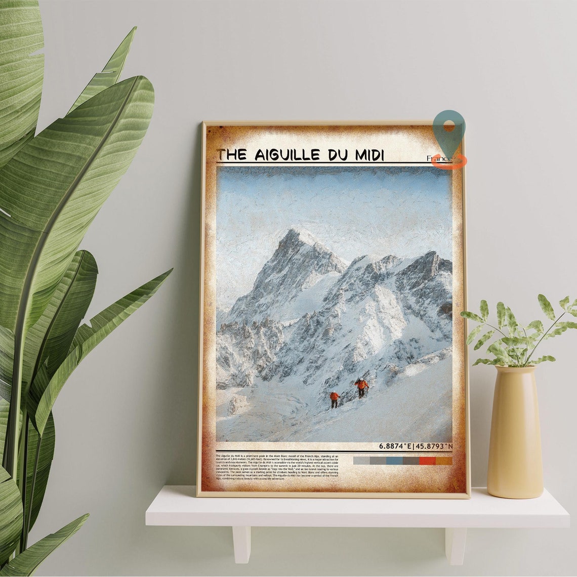 Aiguille du Midi France Chamonix Mountaineers Snow Peaks Poster - Image 5