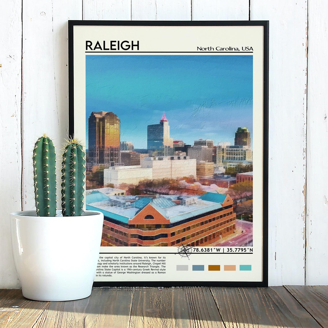 Raleigh North Carolina Downtown Skyline at Dusk USA Travel Poster - Image 3