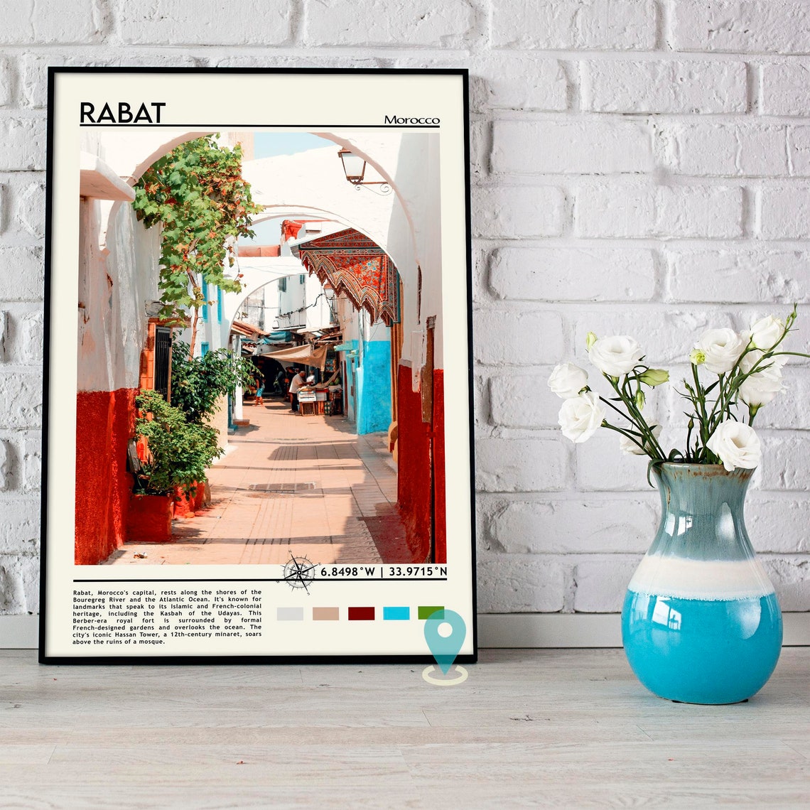Rabat Morocco Kasbah Arch Sunlit Old Medina Street Scene Poster - Image 5