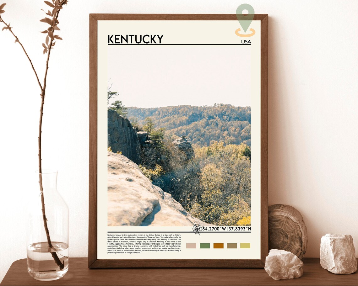 Kentucky USA Scenic Autumn Forest Cliff Overlook Photo Art Poster