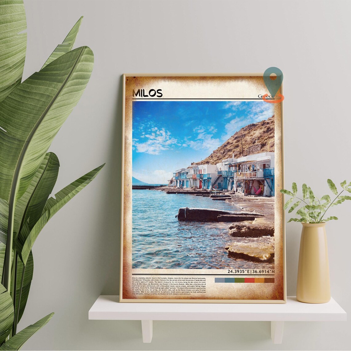 Milos Greece Island Fishing Village Colorful Doors Seaside Poster - Image 5