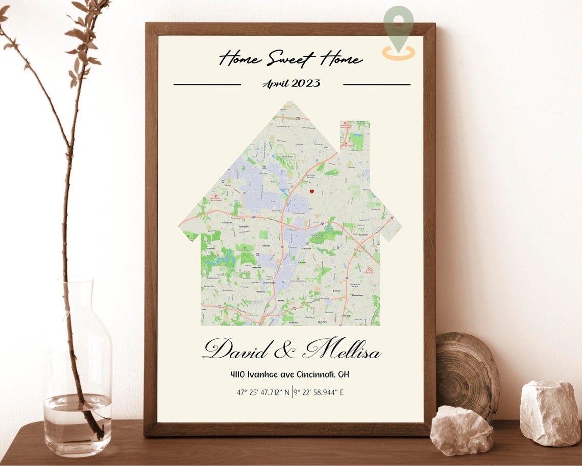 Personalized Home Sweet Home House Shaped Cincinnati Map Print - Image 5