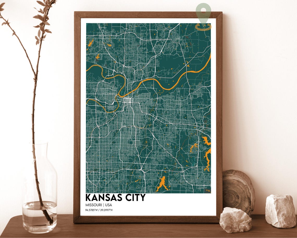 Kansas City Map Kansas City Map Print Kansas City Wall Art Kansas City Travel Poster Kansas City Poster Kansas City Photo Kansas City - Image 3