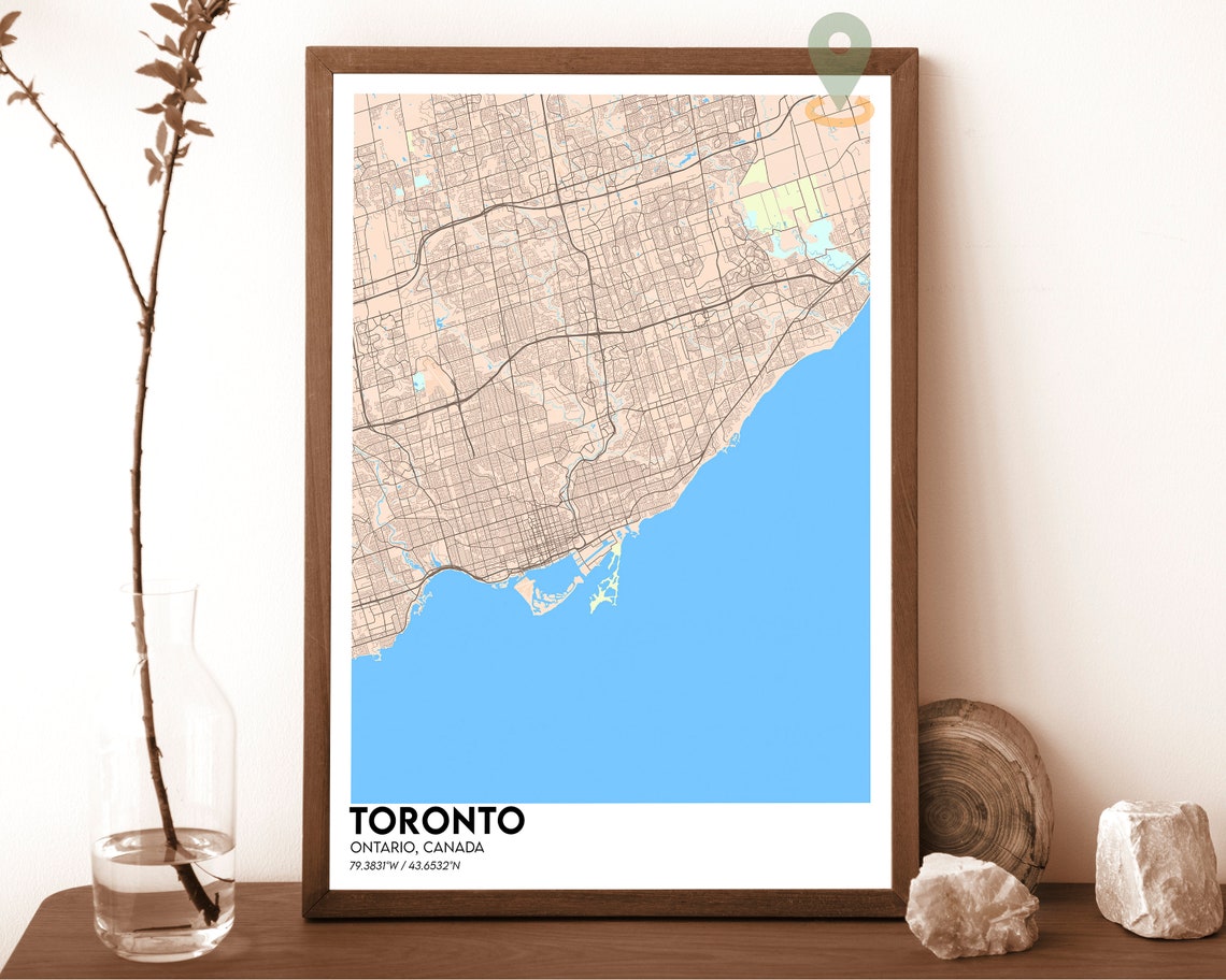 Toronto Canada Bold Golden Lake Navy Street Map Art Decor Poster - Image 4