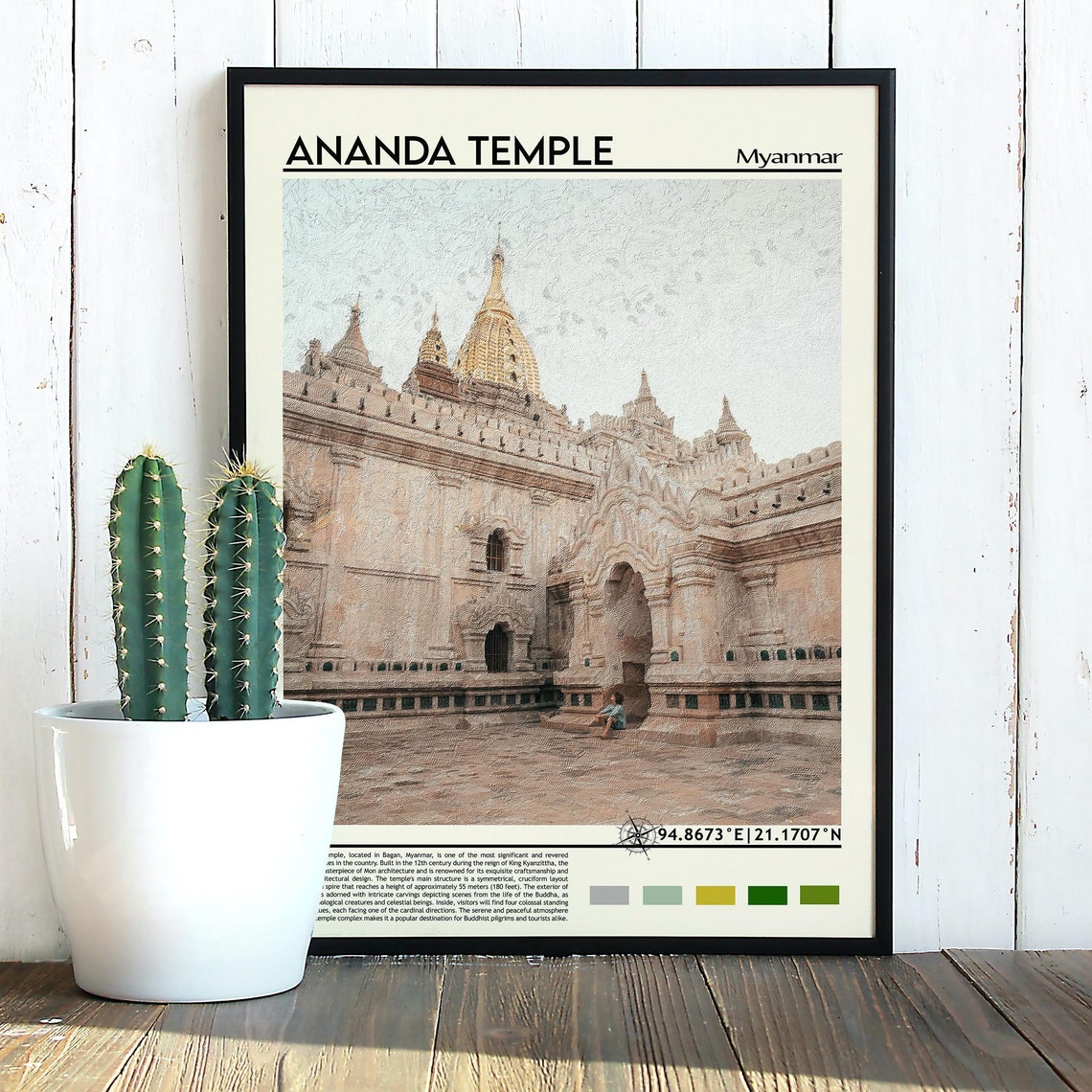 Ananda Temple Bagan Myanmar Ancient Buddhist Temple Travel Print - Image 3