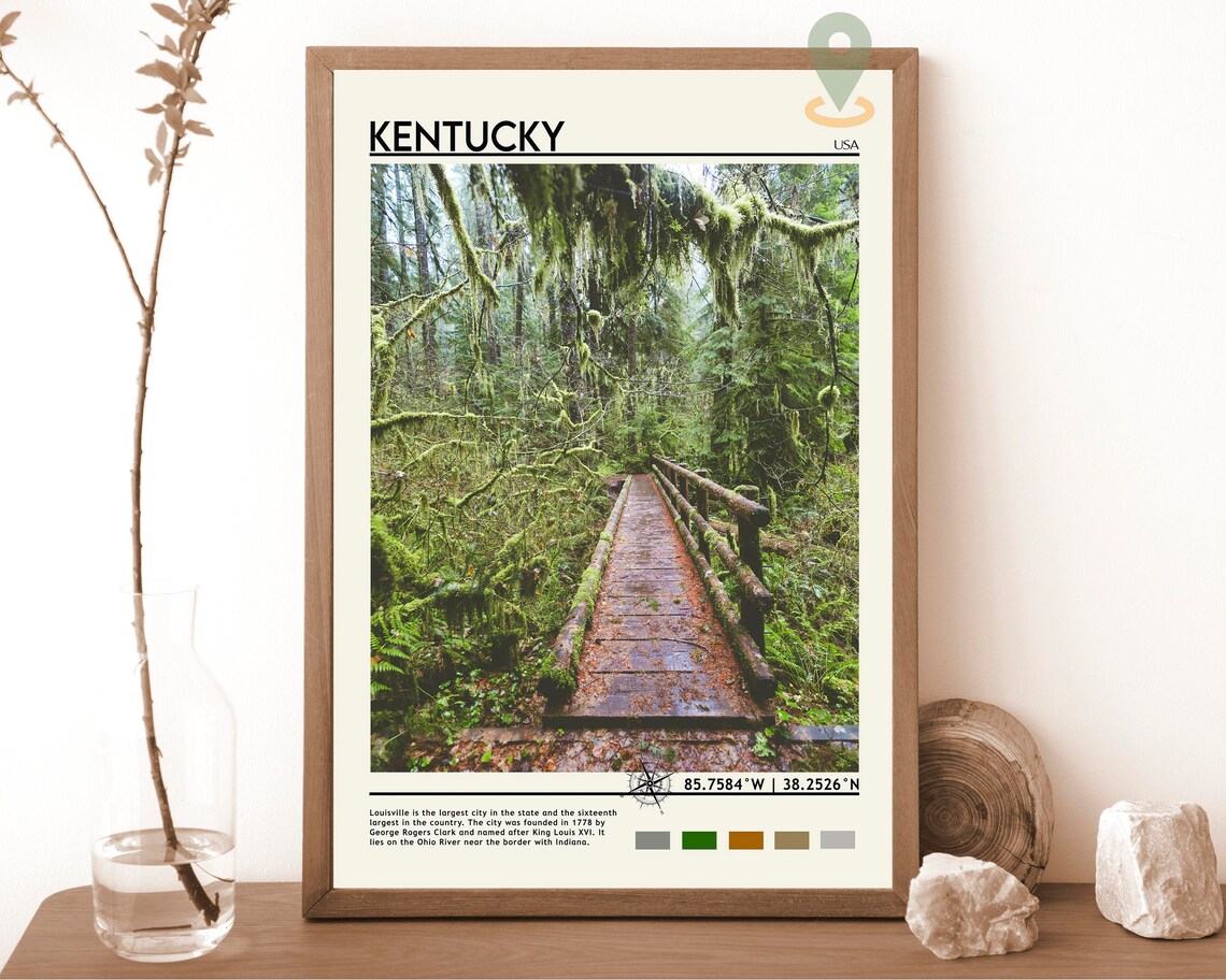 Kentucky USA Mossy Forest Boardwalk Nature Photo Home Decor Poster