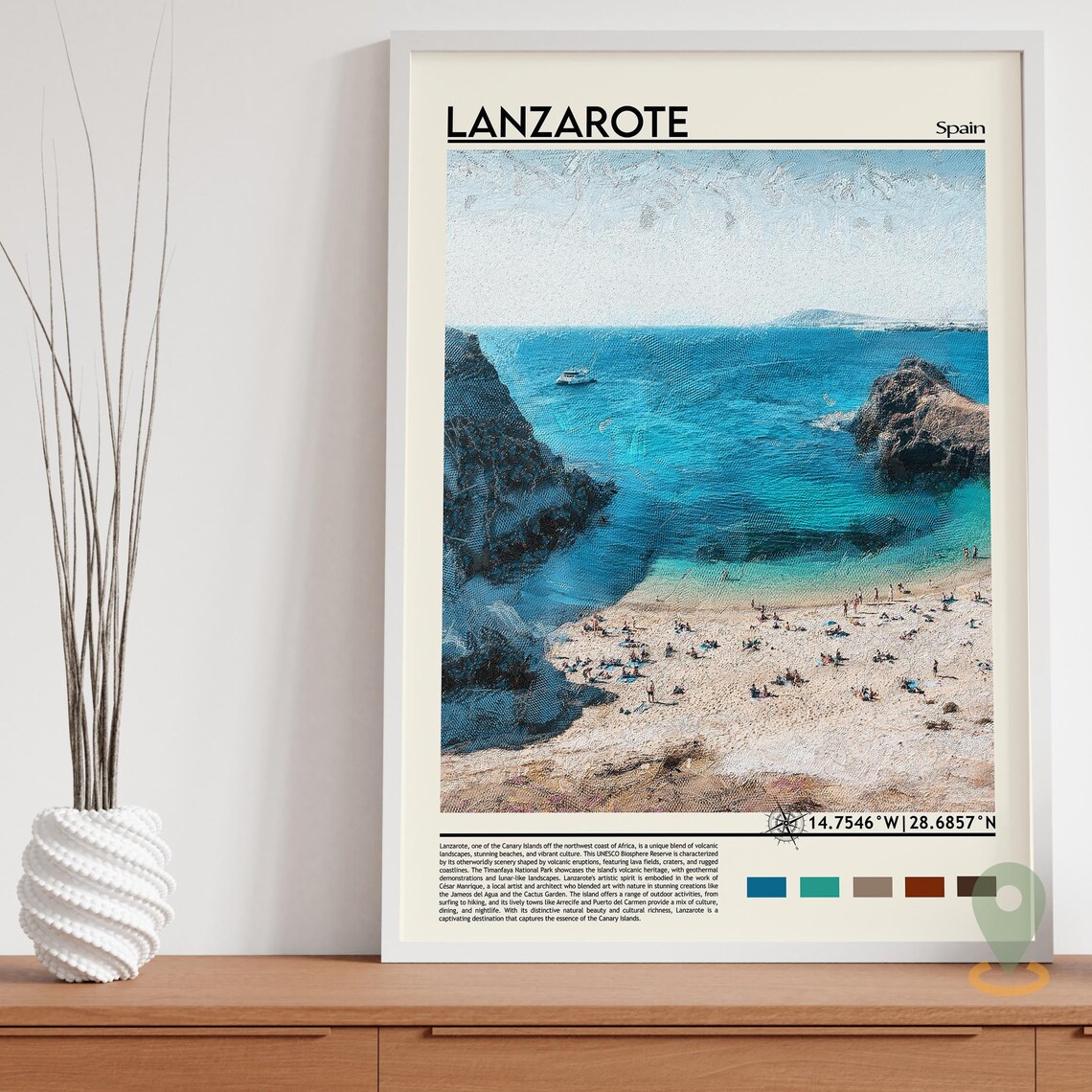 Lanzarote Spain Canary Islands Turquoise Beach Cove Travel Poster - Image 5