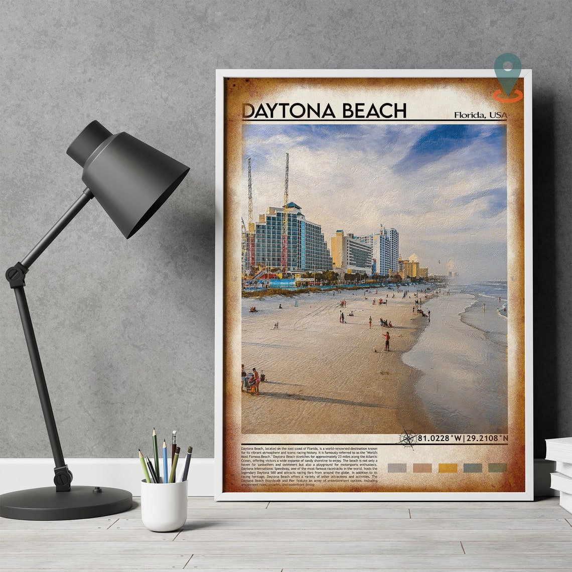 Daytona Beach Florida Ocean Hotels Sand Boardwalk Travel Poster - Image 4