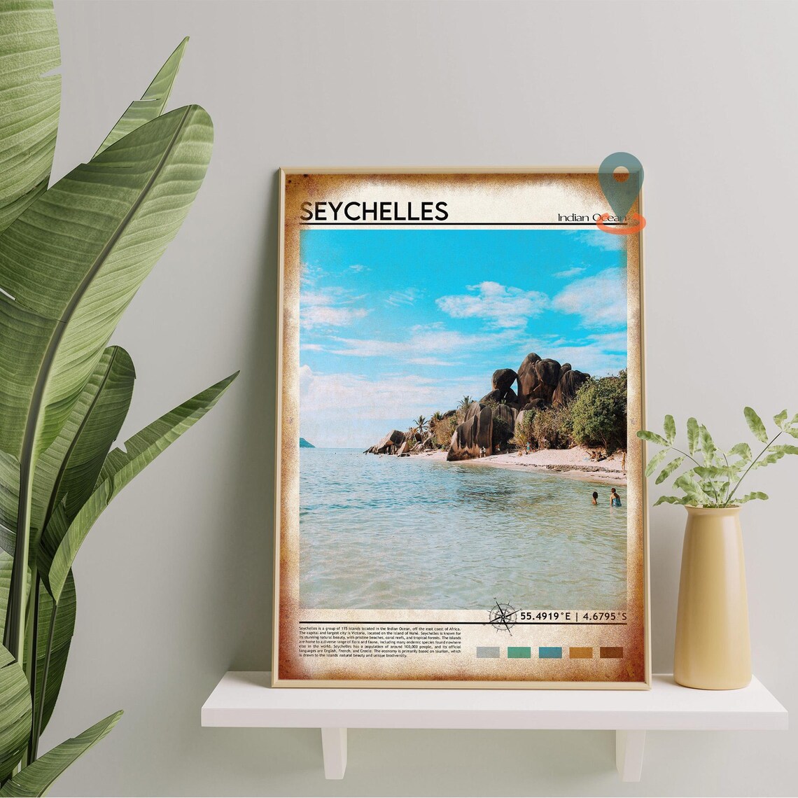 Seychelles Indian Ocean Granite Boulders Beach Scene Travel Poster - Image 5