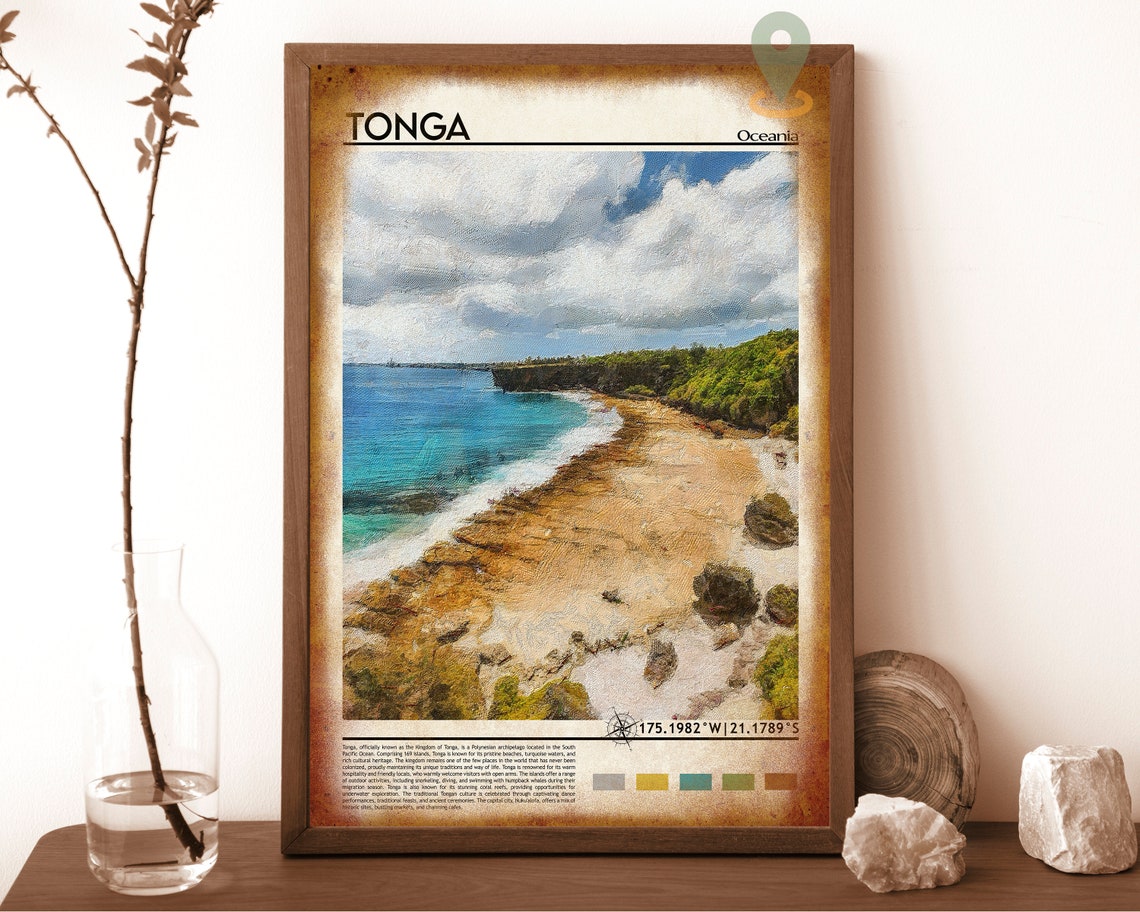 Tonga Oceania Tropical Coastline Turquoise Waters Travel Print - Image 6