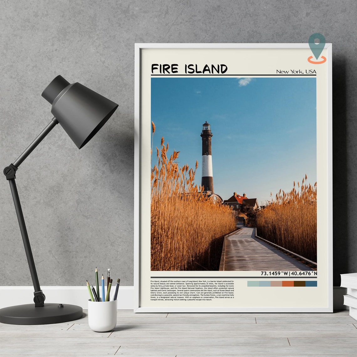 Fire Island New York Lighthouse Boardwalk Sunset Travel Poster - Image 4