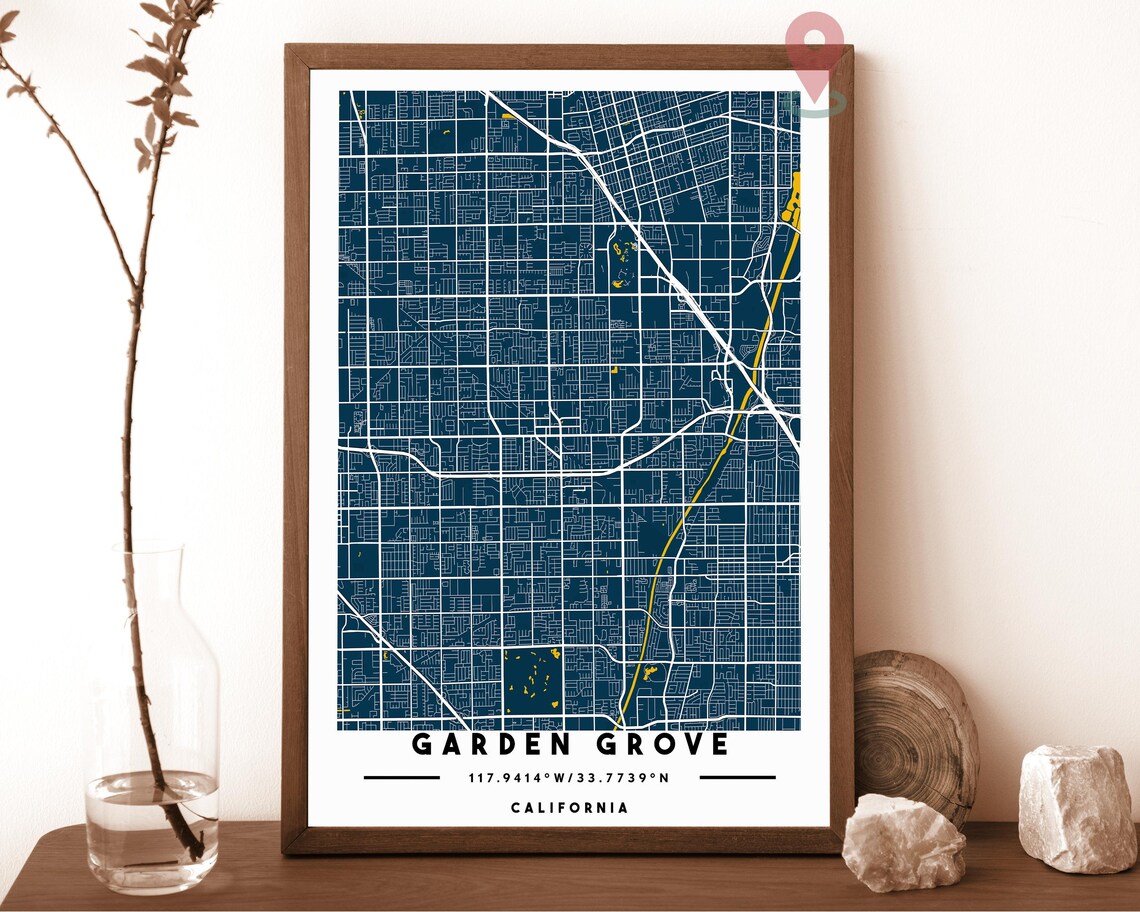 Garden Grove California City Street Map Modern Art Print for Subtle Home Decor - Image 6